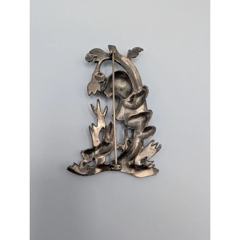 HTF Rare 1940s Pewter Silson William Regelmann Hummel Dog Chasing Boy Pin Brooch